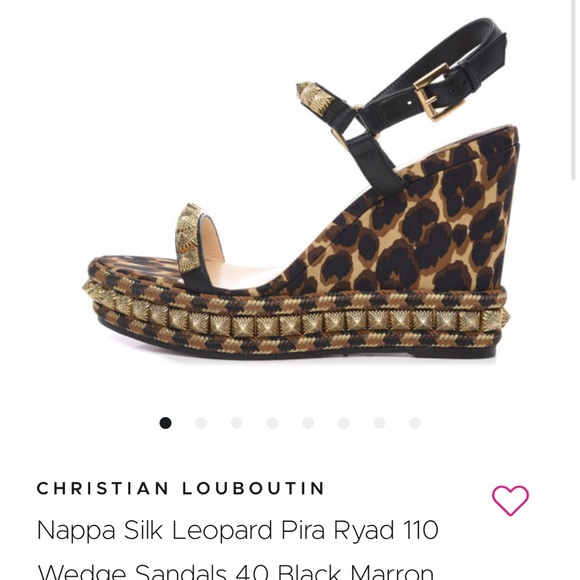 Christian Louboutin Shoes - Christian Louboutin Nappa Silk Leopard Pira Ryad 110 Wedge Sandal 40 Black